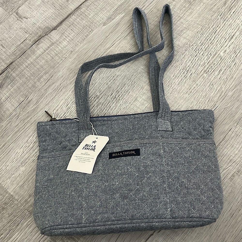 Bella Taylor Small Quilted Tote Bag - Gray NWT